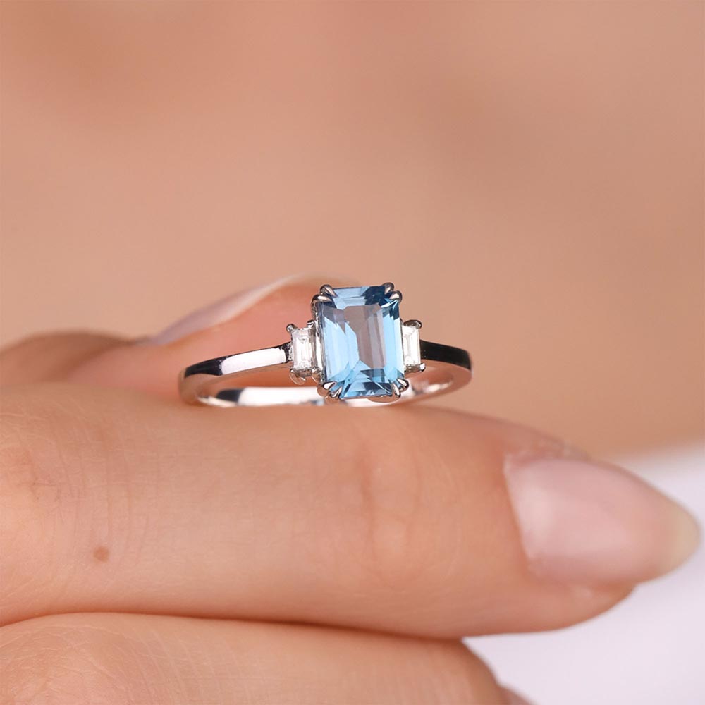 1,32 Karat Lab Pırlanta Bluetopaz Yüzük - FP01230
