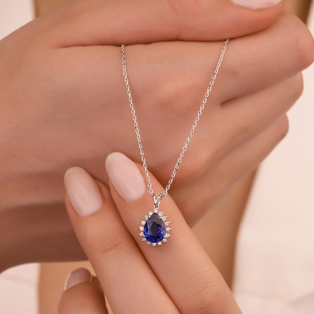 1,60 Karat Lab Pırlantalı Safir Taşlı Kolye - FP03884