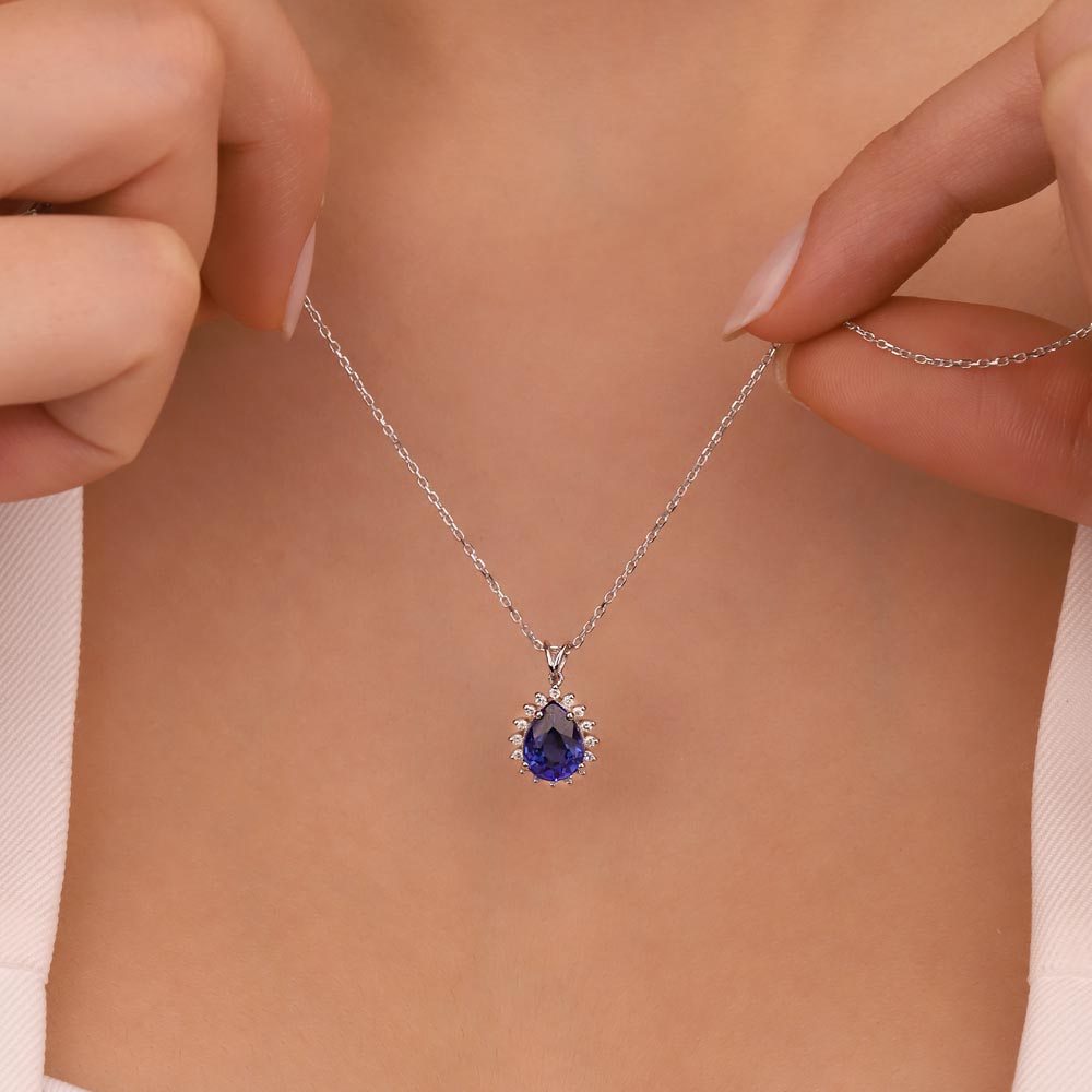 1,60 Karat Lab Pırlantalı Safir Taşlı Kolye - FP03884