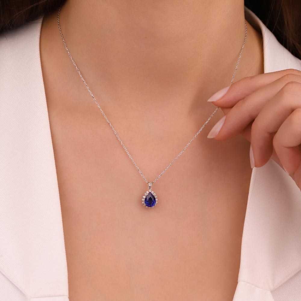 1,60 Karat Lab Pırlantalı Safir Taşlı Kolye - FP03884