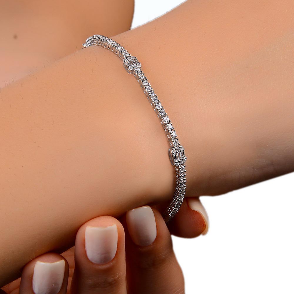 Baget Bileklikler 1,88 Karat Lab Pırlanta Baget Bileklik - FP01853