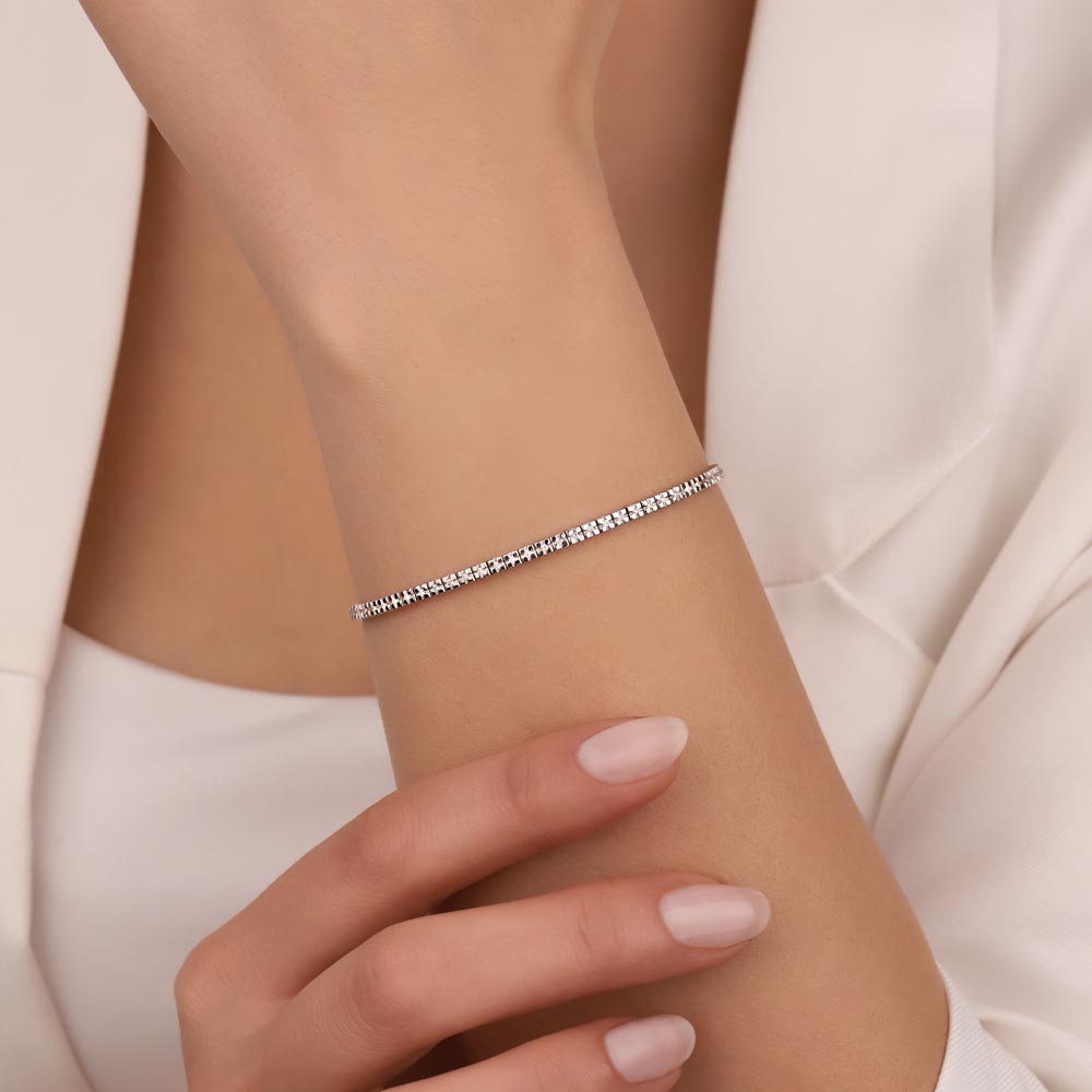 1,90 Karat Lab Pırlanta Taşlı Su Yolu Sıralı Bileklik - FP02485