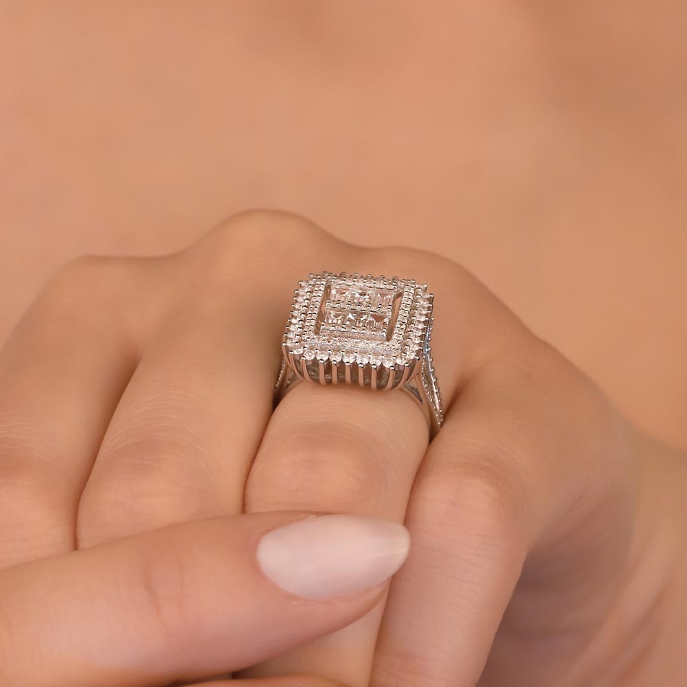 Baget Yüzükler 1,95 Karat Lab Pırlantalı Baget Taşlı Yüzük - FP02838
