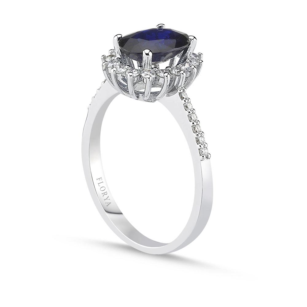 2.07 Karat Lab Pırlanta Oval Royale Safir Yüzük - FP01426