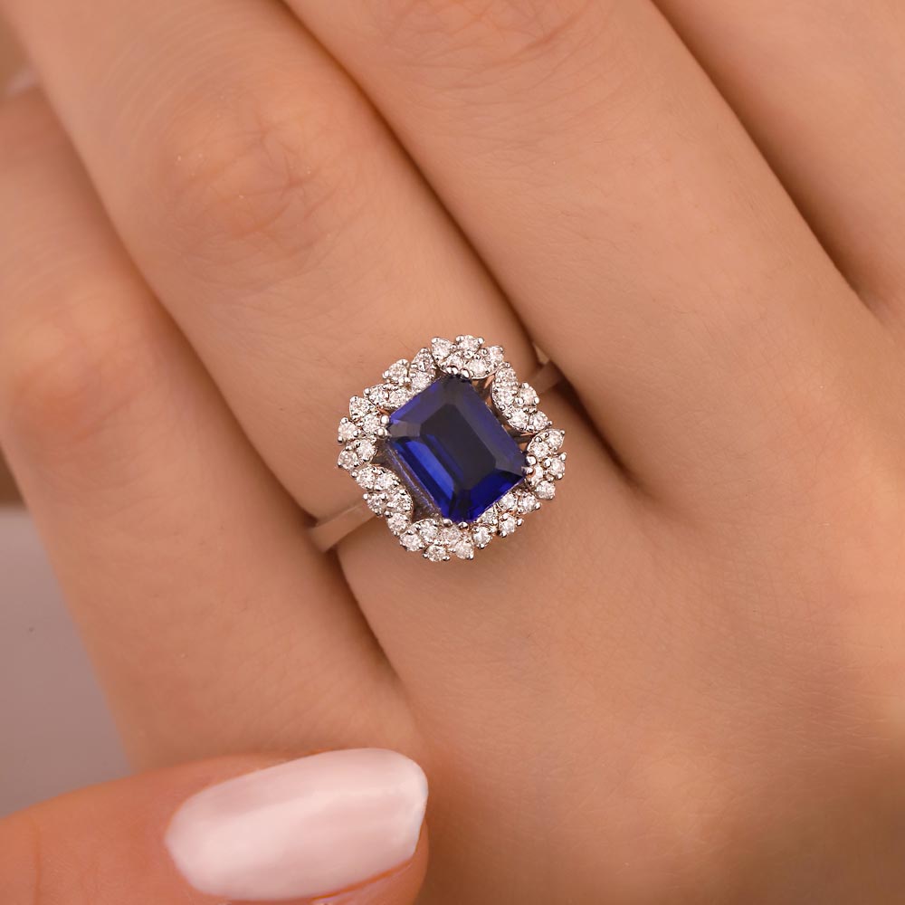 2,25 Karat Lab Pırlanta Safir Taşlı Yüzük - FP01194