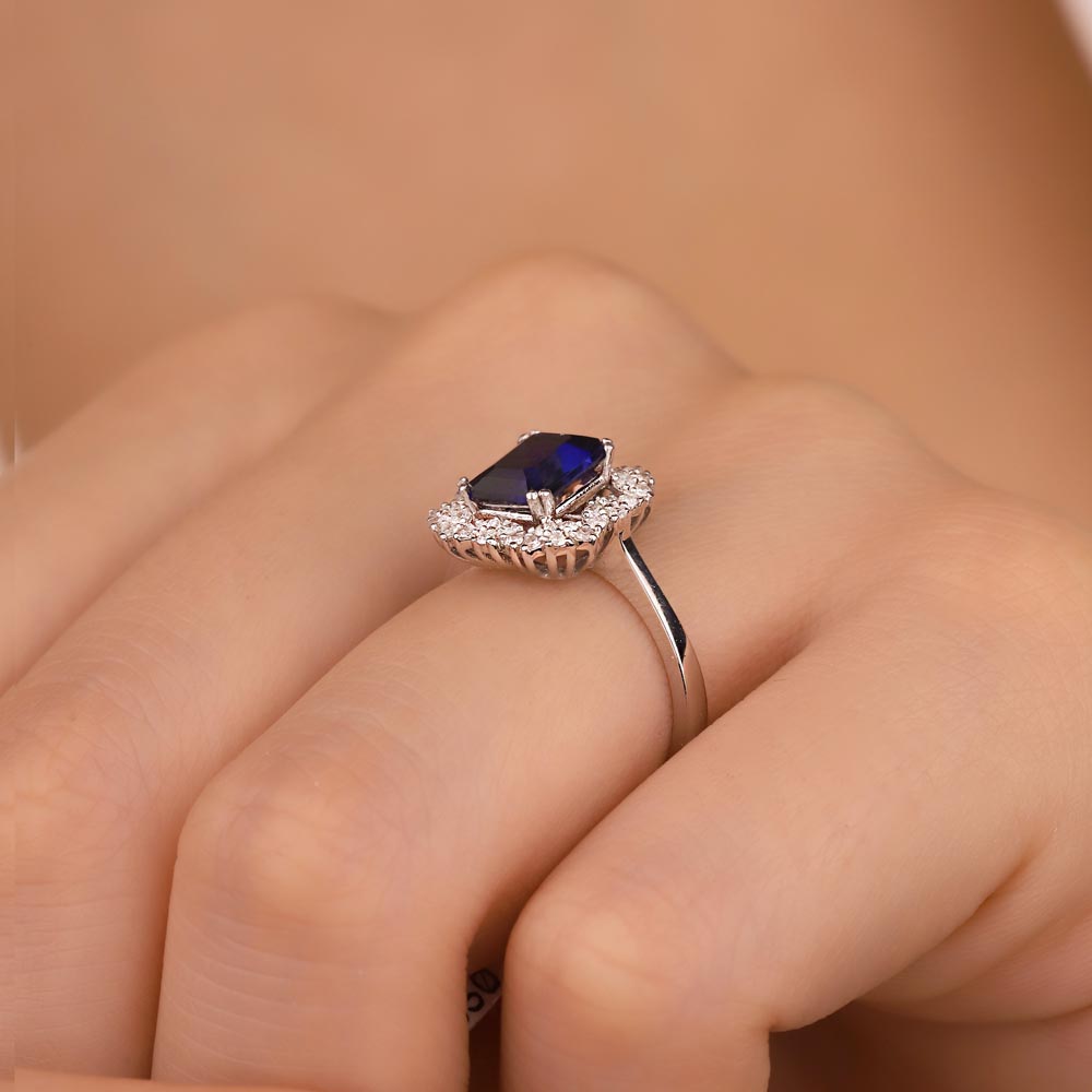 2,25 Karat Lab Pırlanta Safir Taşlı Yüzük - FP01194
