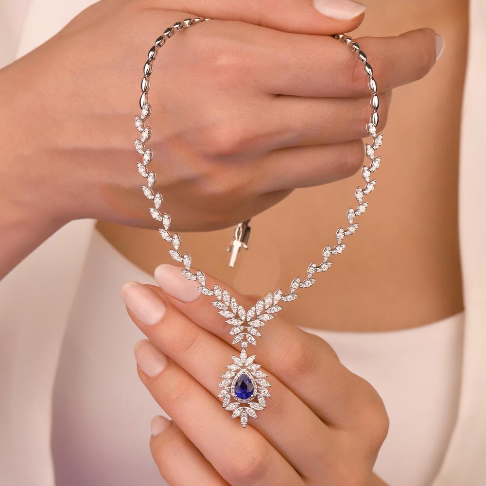 4,25 Karat Lab Pırlantalı Safir Taşlı Gerdanlık - FP03289