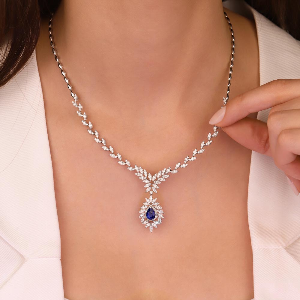 4,25 Karat Lab Pırlantalı Safir Taşlı Gerdanlık - FP03289