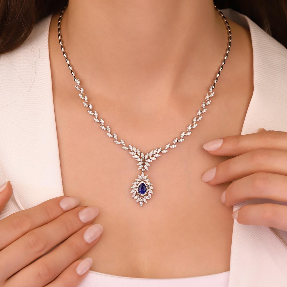 4,25 Karat Lab Pırlantalı Safir Taşlı Gerdanlık - FP03289