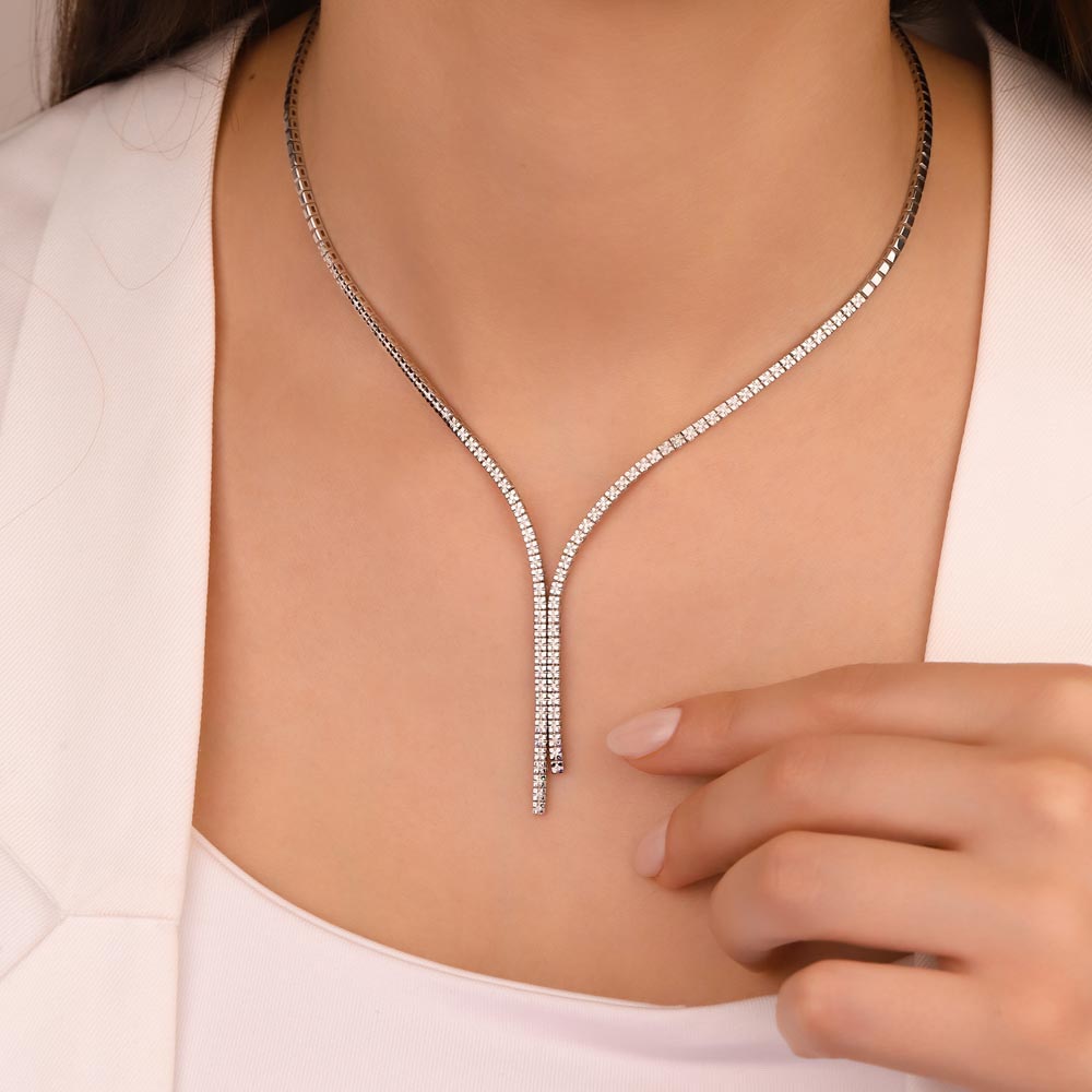 0,55 Karat Laboratuvar Pırlanta Taşlı Su Yolu Gerdanlık