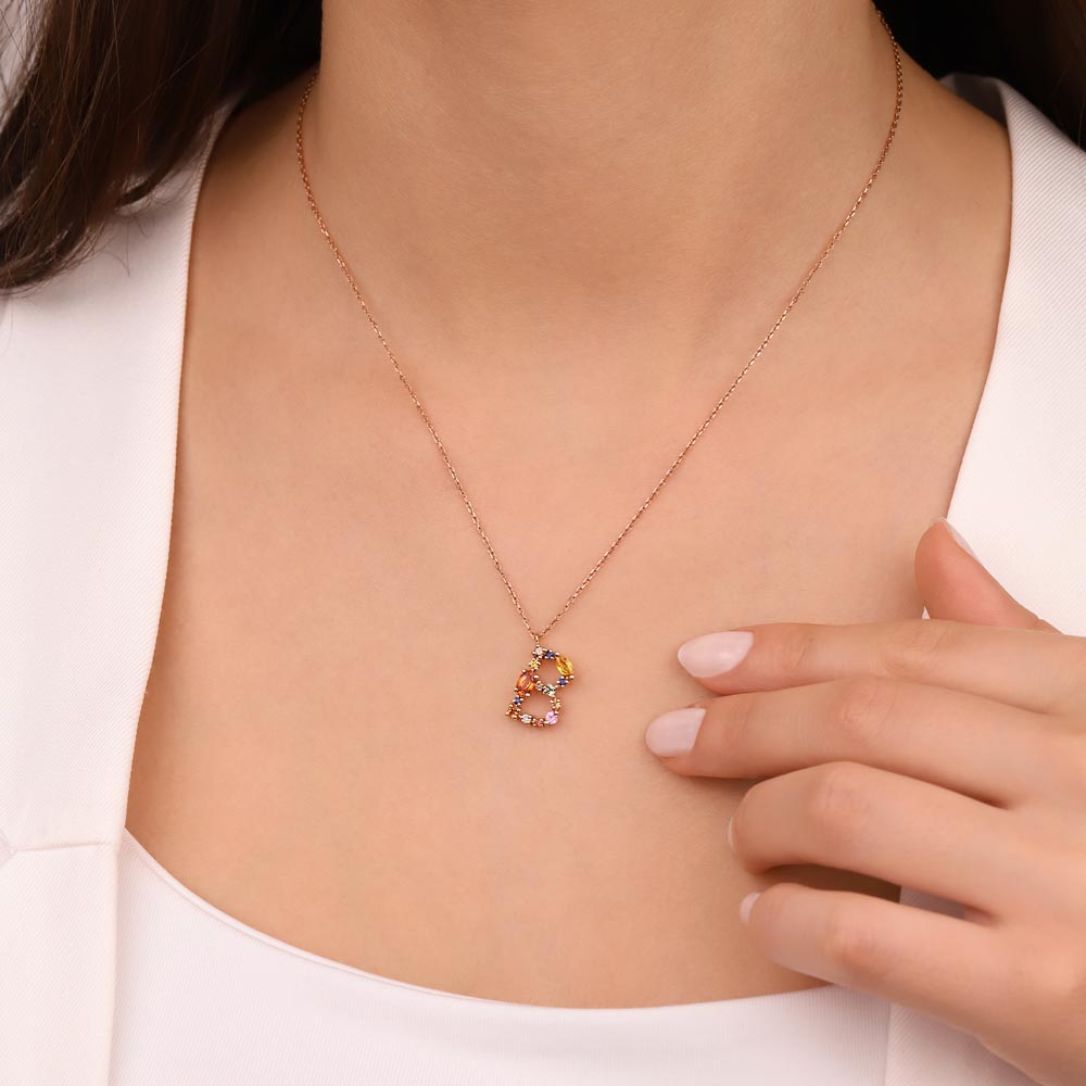 1,01 ct. Laboratuvar Pırlanta Safir Harf Kolye
