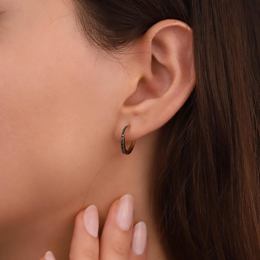 0,18 ct. Siyah Laboratuvar Pırlanta Halka Küpe