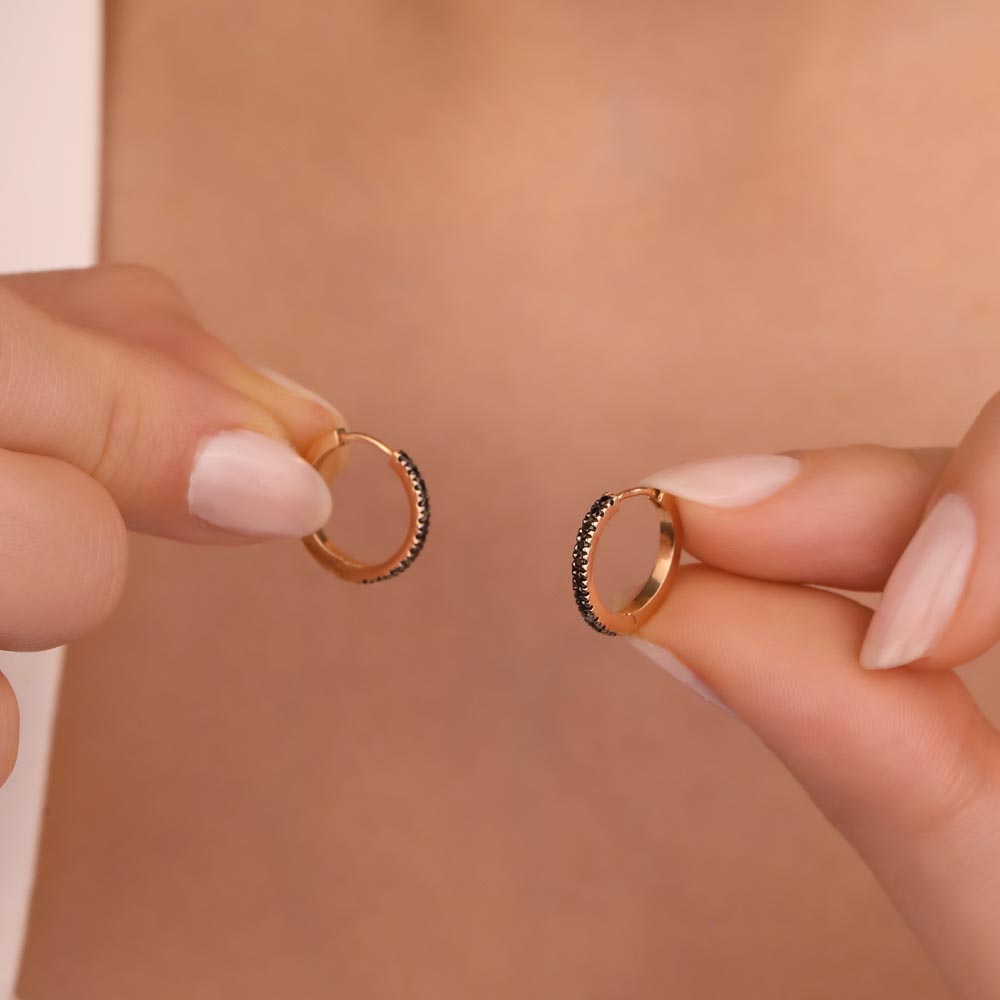 0,18 ct. Siyah Laboratuvar Pırlanta Halka Küpe