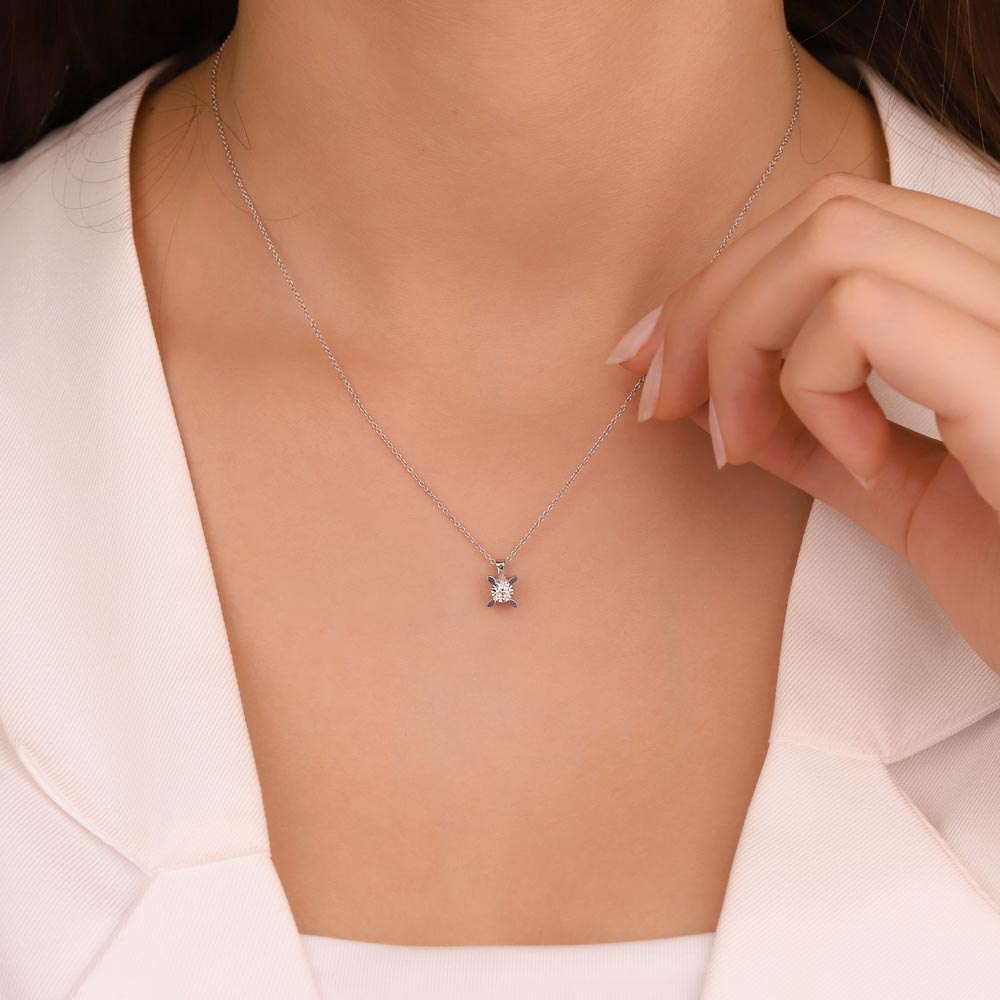 0,05 Karat Laboratuvar Pırlantalı Tektaş Kolye