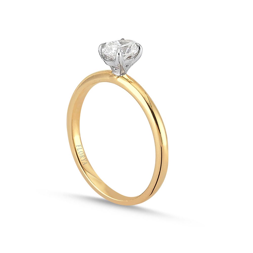 0,50 Karat Laboratuvar Pırlanta Tiffany Oval Tektaş Yüzük