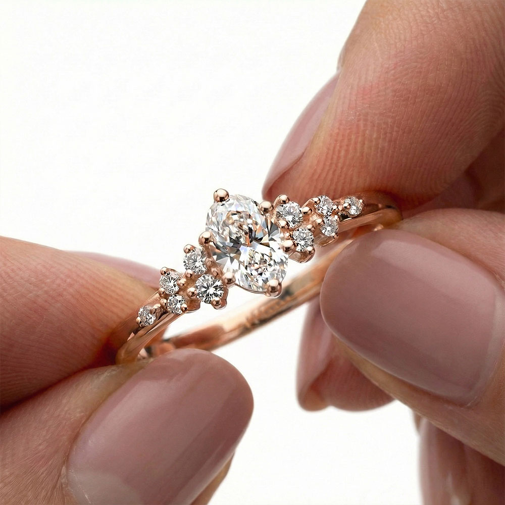 0,45 Karat Laboratuvar Pırlanta Oval Vintage Yüzük