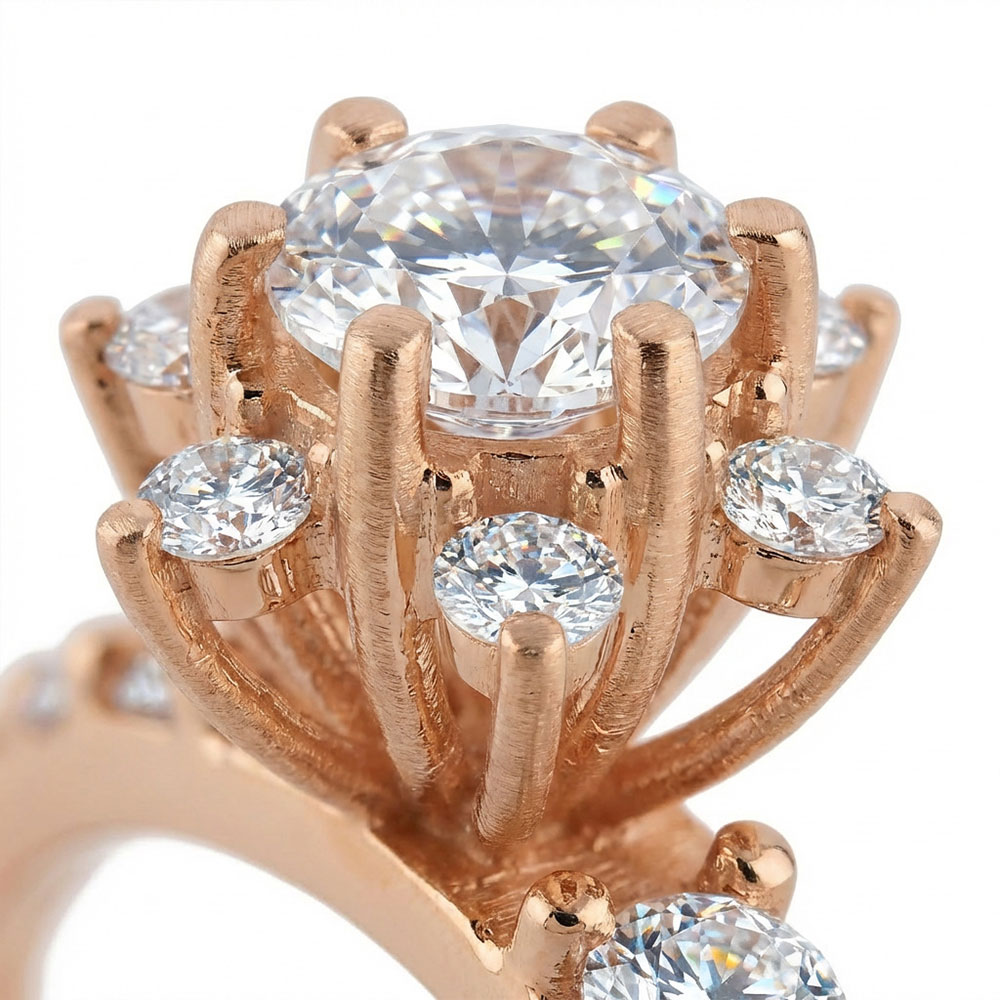 0,60 Karat Laboratuvar Pırlanta Oval Lotus Vintage Yüzük