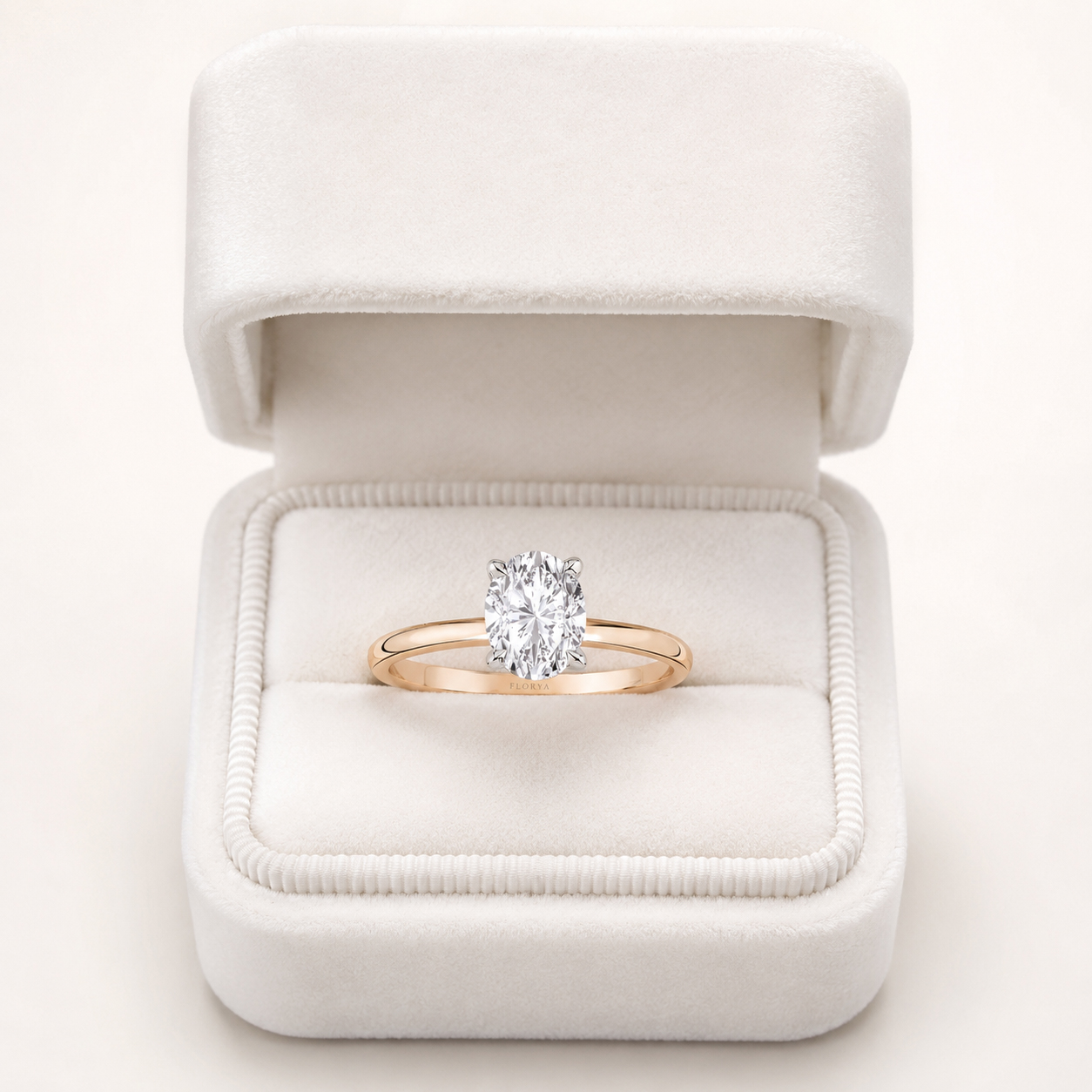 1,00 Karat IGI Sertifikalı Laboratuvar Pırlanta Oval Kesim Rose Gold Tektaş Yüzük
