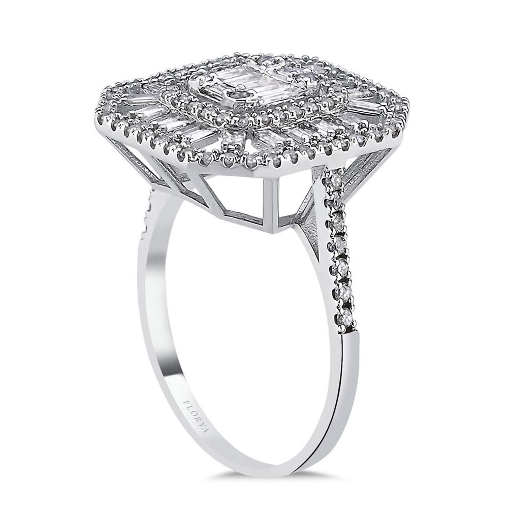 0,93 Karat Laboratuvar Pırlanta Jewelra Tasarım Baget Yüzük