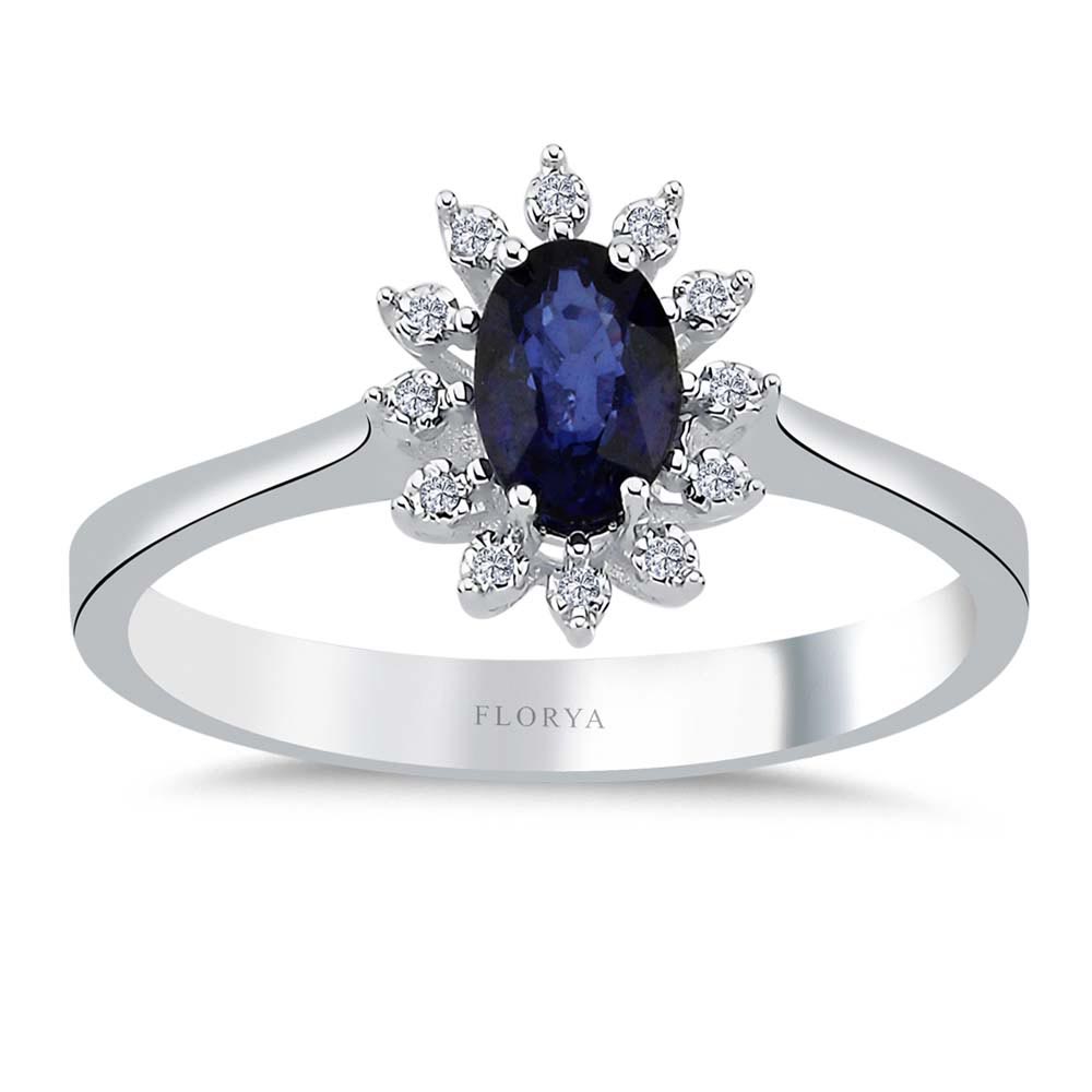 0,50 Karat Laboratuvar Pırlanta Oval Royale Safir Yüzük