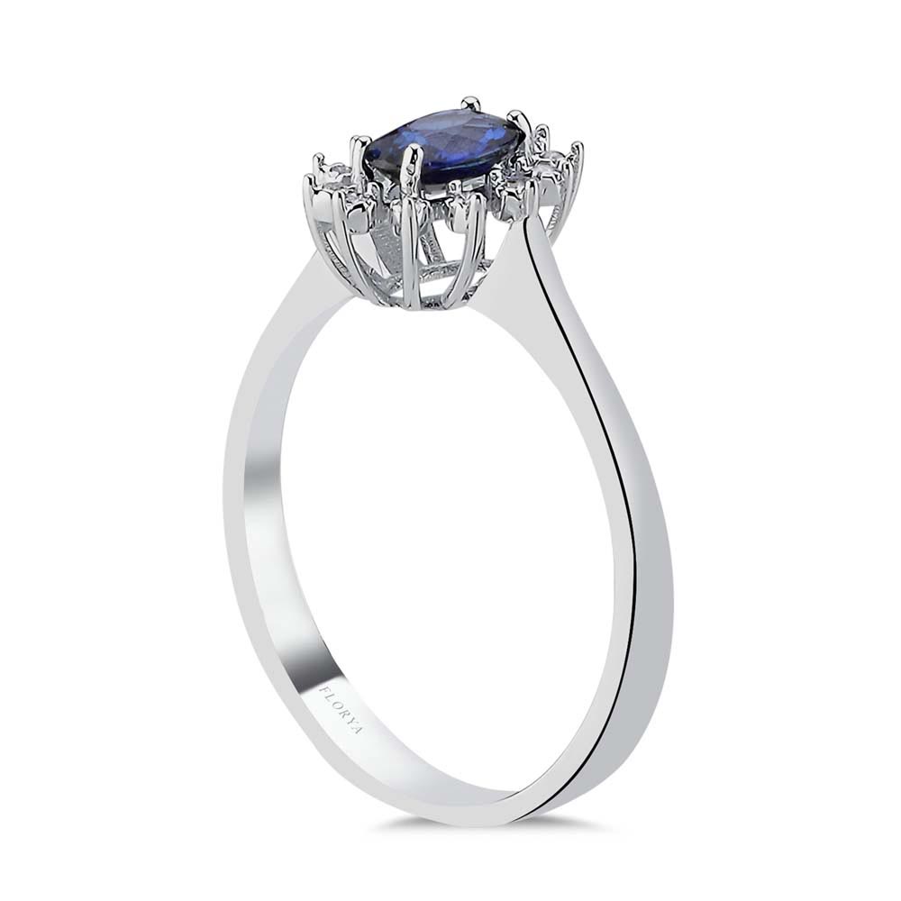 0,50 Karat Laboratuvar Pırlanta Oval Royale Safir Yüzük