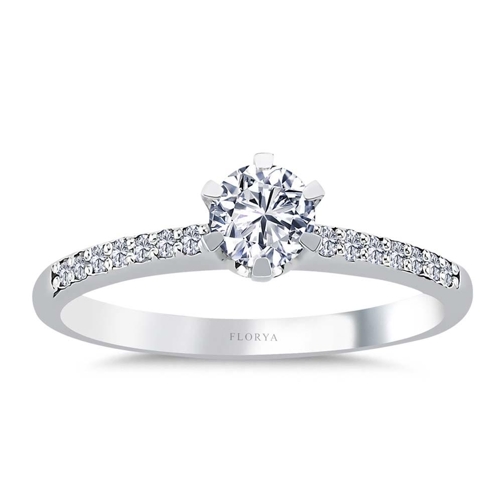 0,40 Karat Laboratuvar Pırlanta Tiffany Kolları Taşlı Tektaş Yüzük