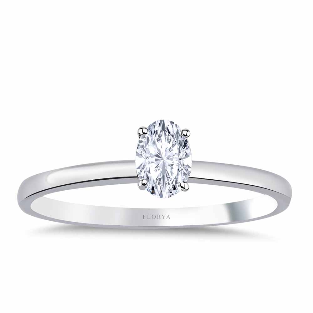 0.30 Karat Laboratuvar Pırlanta Oval Tiffany Tektaş Yüzük