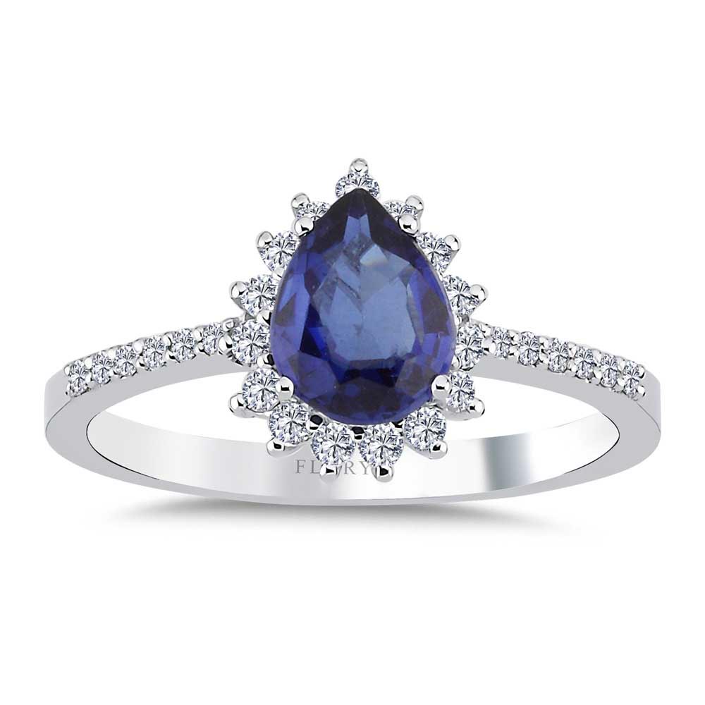 0,82 Karat Laboratuvar Pırlanta Damla Royale Safir Yüzük