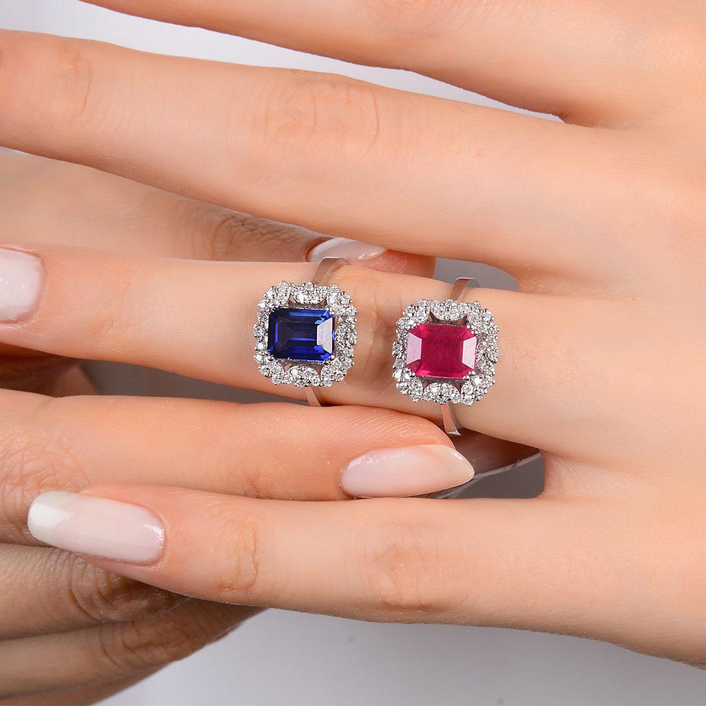 2,57 Karat Laboratuvar Pırlanta Royale Safir Yüzük