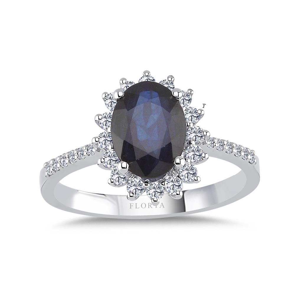2.07 Karat Laboratuvar Pırlanta Oval Royale Safir Yüzük