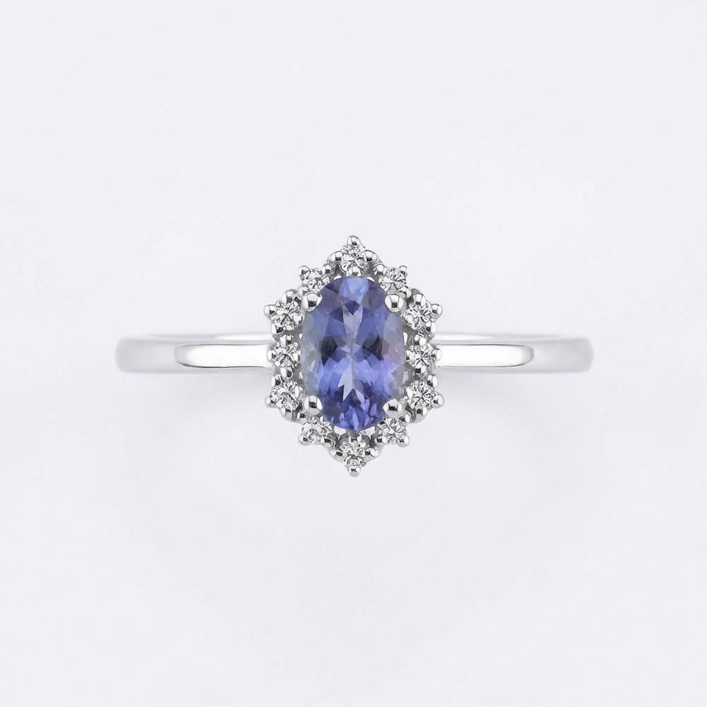 0,67 Karat Laboratuvar Pırlanta ve Tanzanite Yüzük