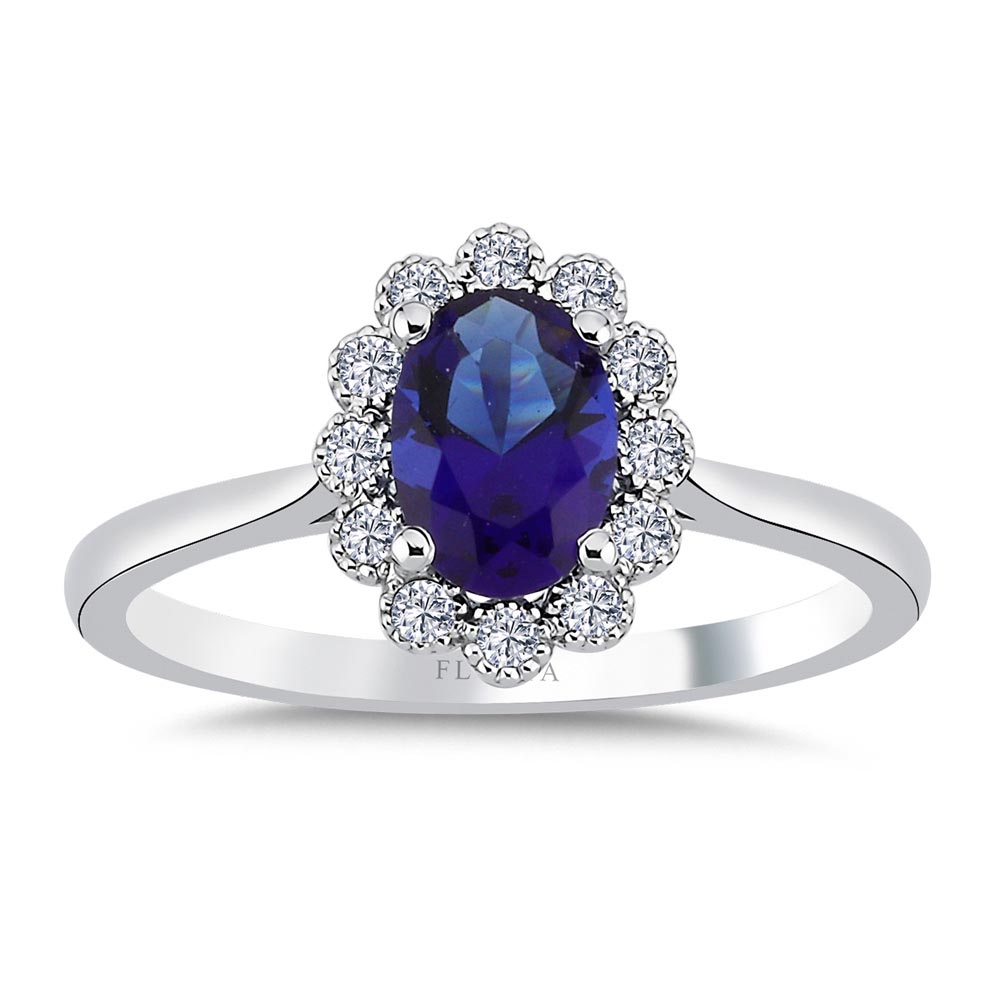 1.17 Karat Laboratuvar Pırlanta Oval Royale Safir Yüzük