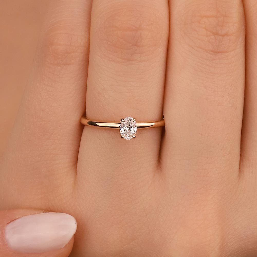 0,30 Karat Laboratuvar Pırlantalı Tiffany Oval Tektaş Yüzük