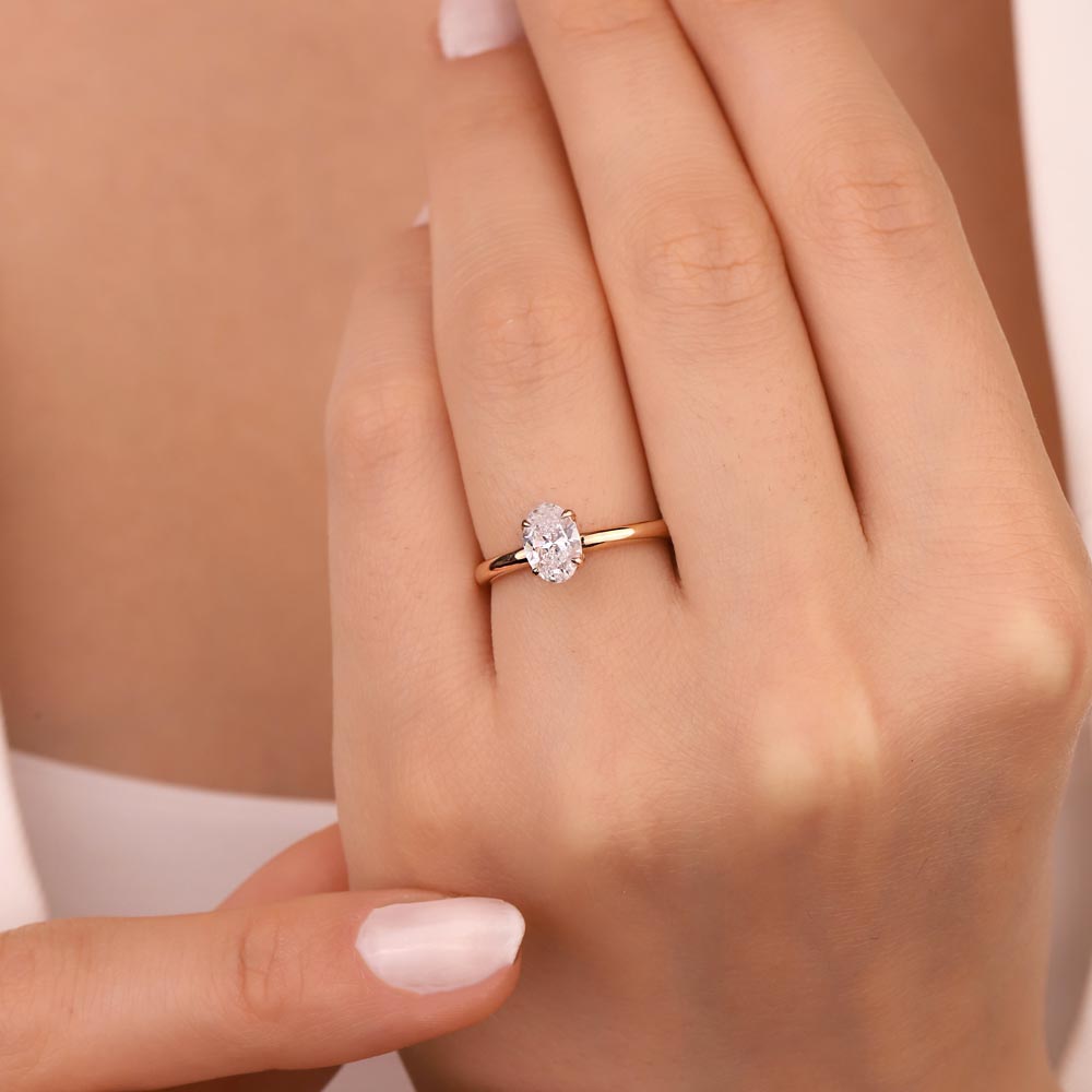 0,30 Karat Laboratuvar Pırlantalı Tiffany Oval Tektaş Yüzük