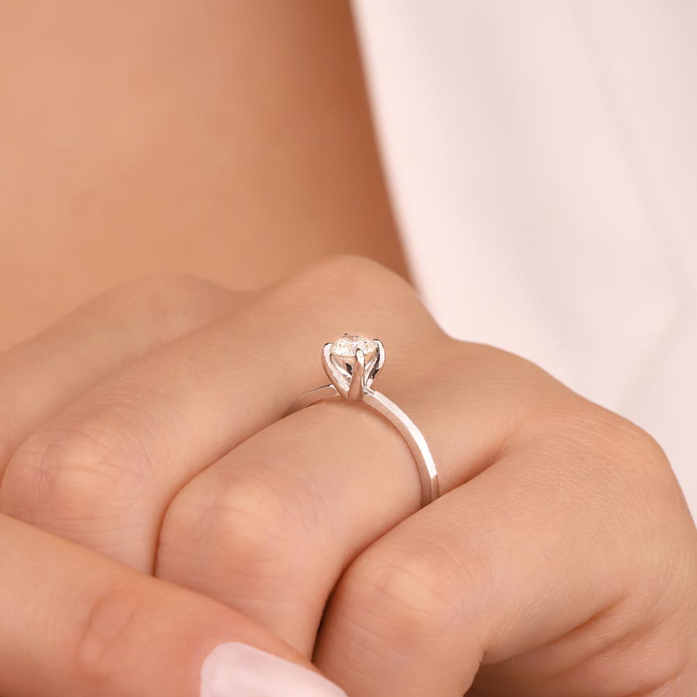0,20 Karat Laboratuvar Pırlanta Tektaş Tiffany Yüzük