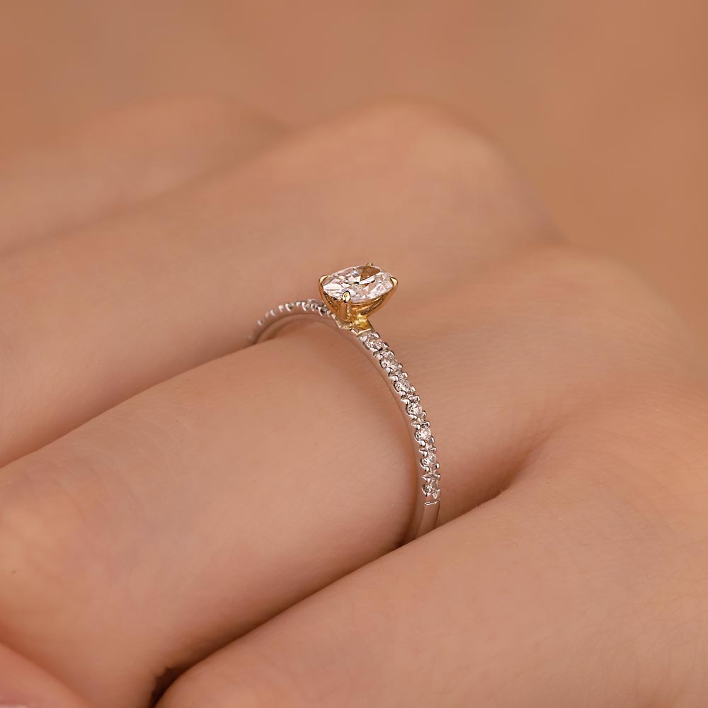 0,40 Karat Laboratuvar Pırlanta Fantezi Tektaş Yüzük