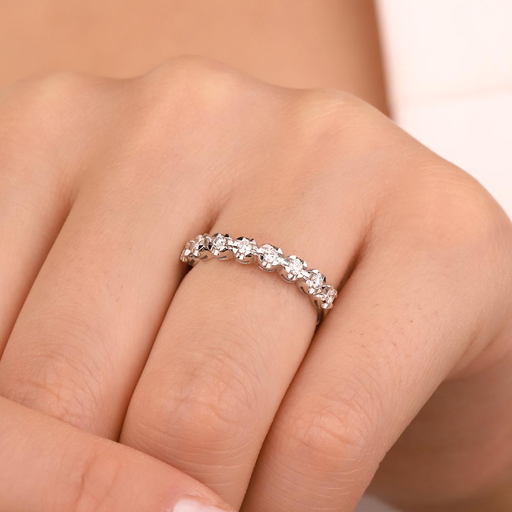 0,25 ct Laboratuvar Pırlanta Taşlı Yarımtur Yüzük