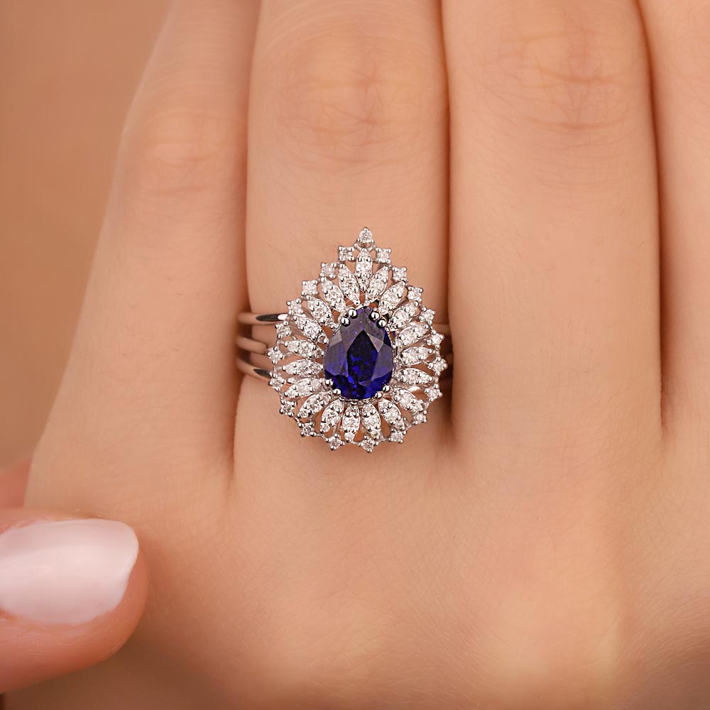 1,93 Karat. Laboratuvar Pırlanta Safir Taşlı Yüzük