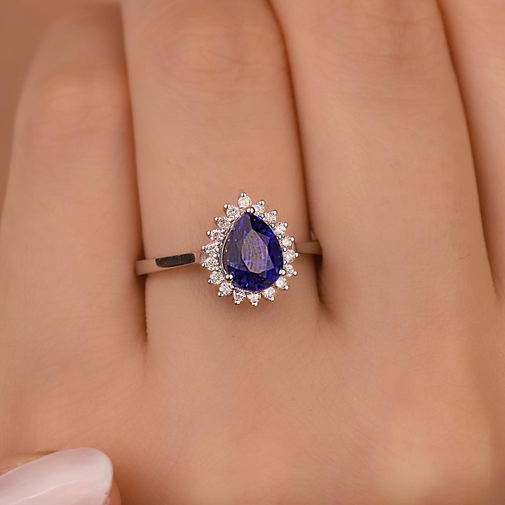 0,85 Karat Laboratuvar Pırlanta Safir Taşlı  Yüzük