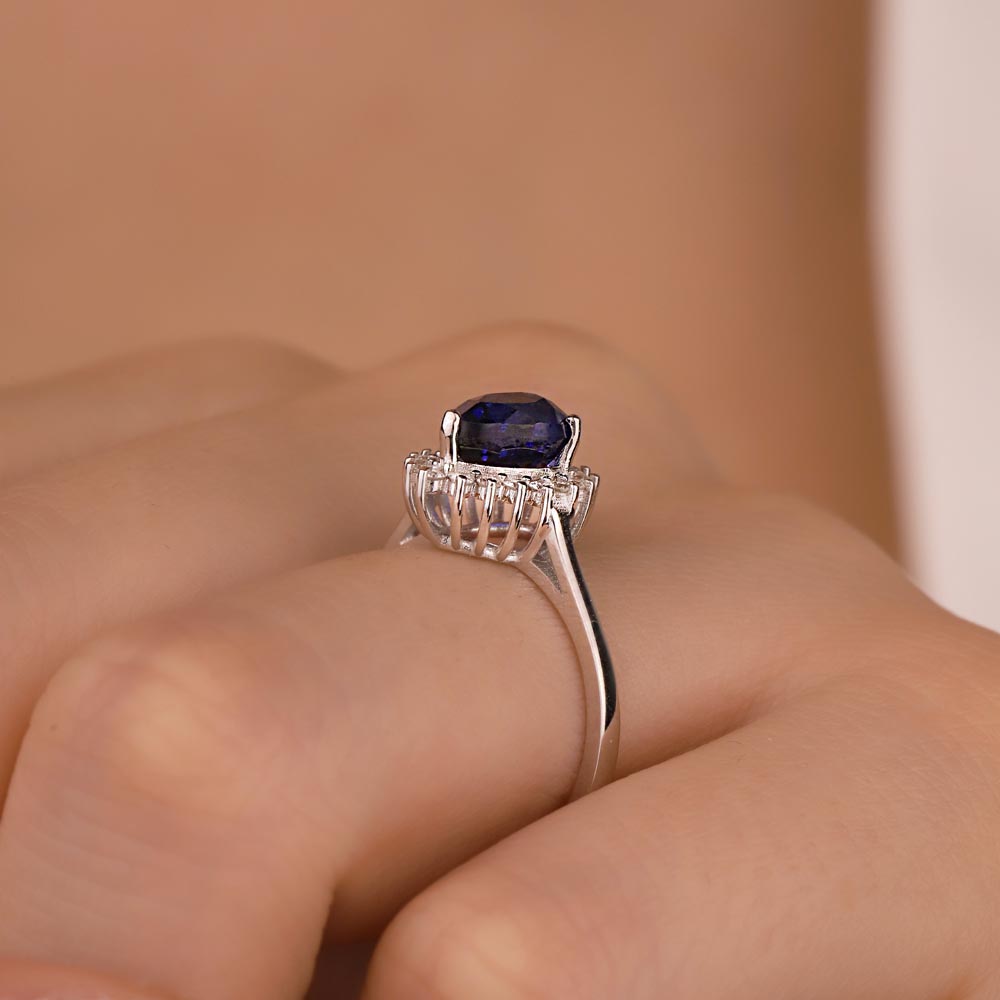 0,85 Karat Laboratuvar Pırlanta Safir Taşlı  Yüzük