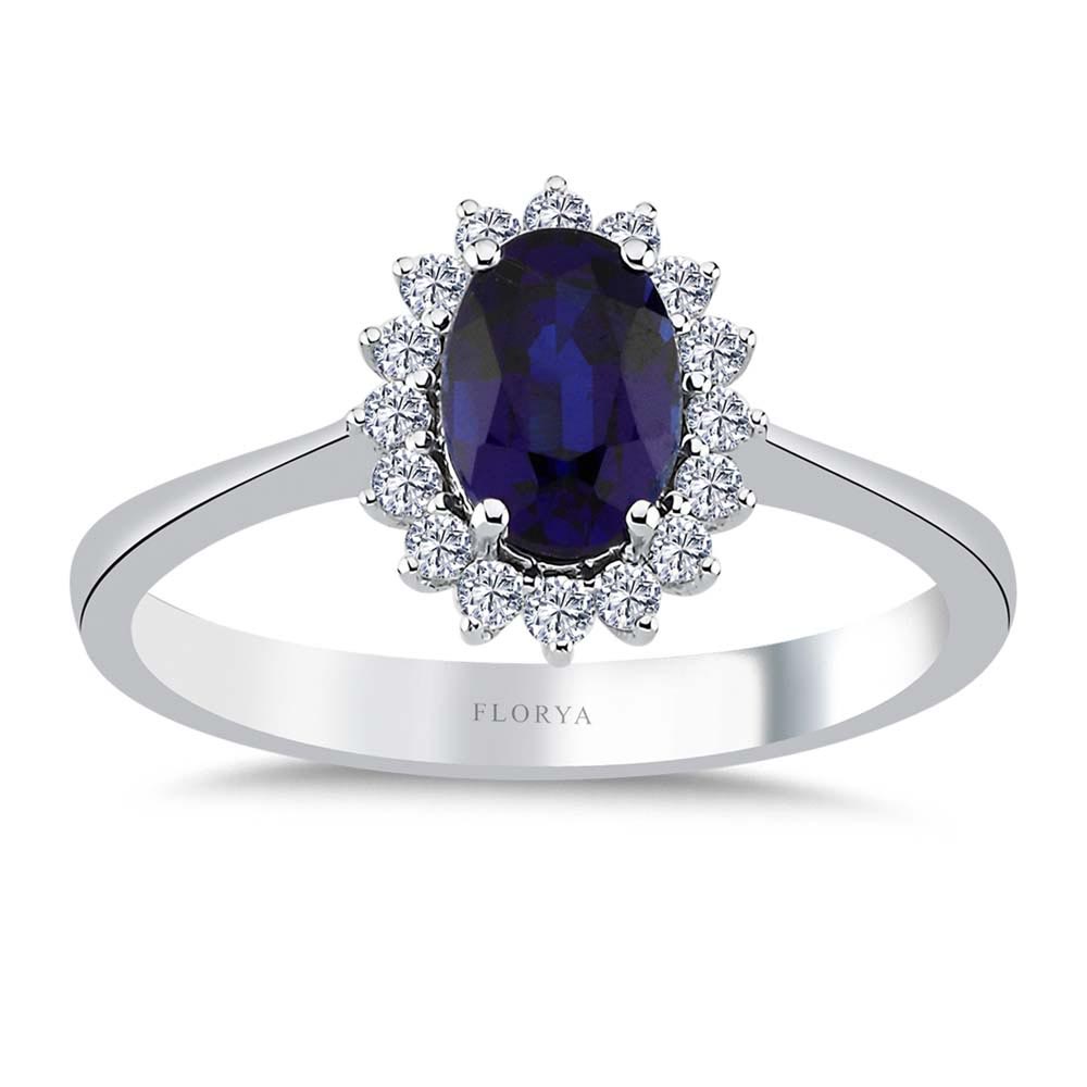 1,30 Karat Laboratuvar Pırlanta Oval Royale Safir Yüzük