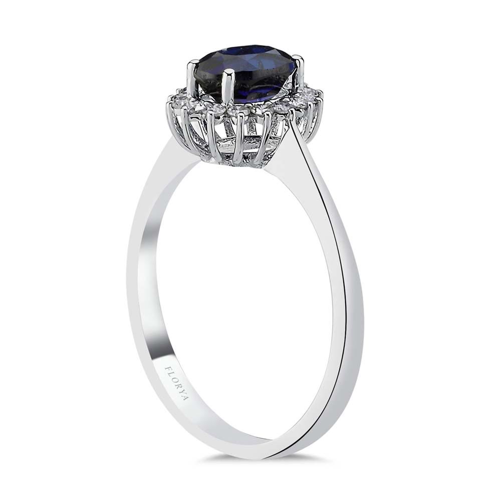 1,30 Karat Laboratuvar Pırlanta Oval Royale Safir Yüzük