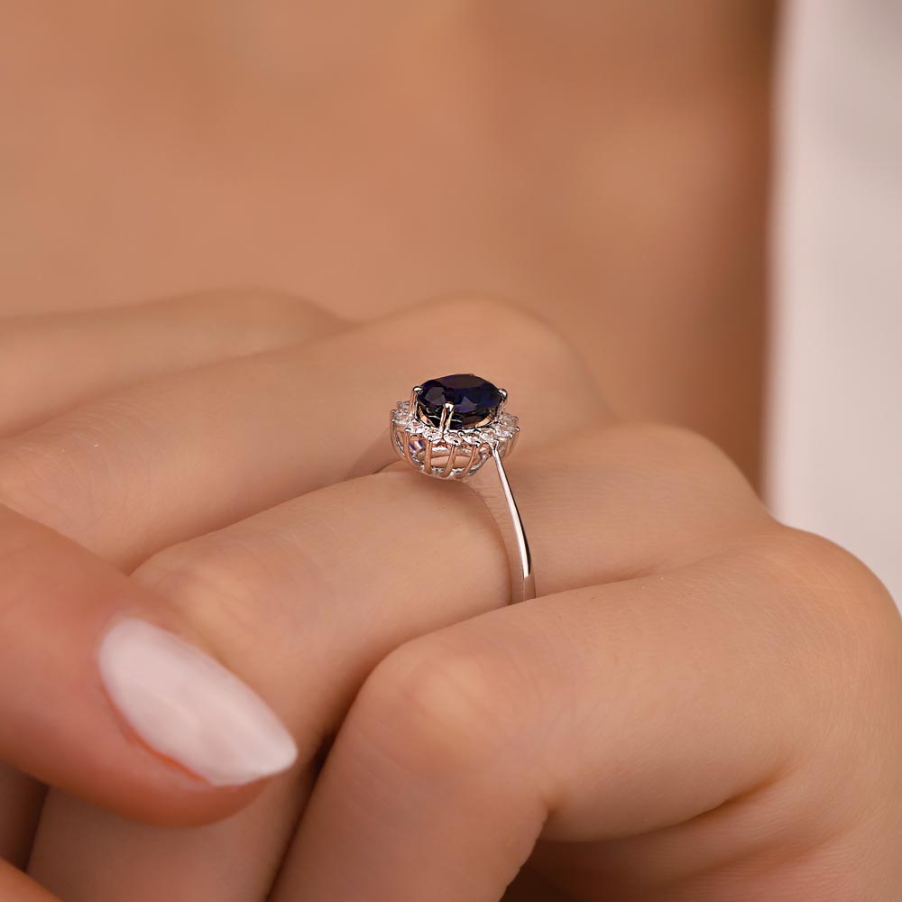 1,30 Karat Laboratuvar Pırlanta Oval Royale Safir Yüzük