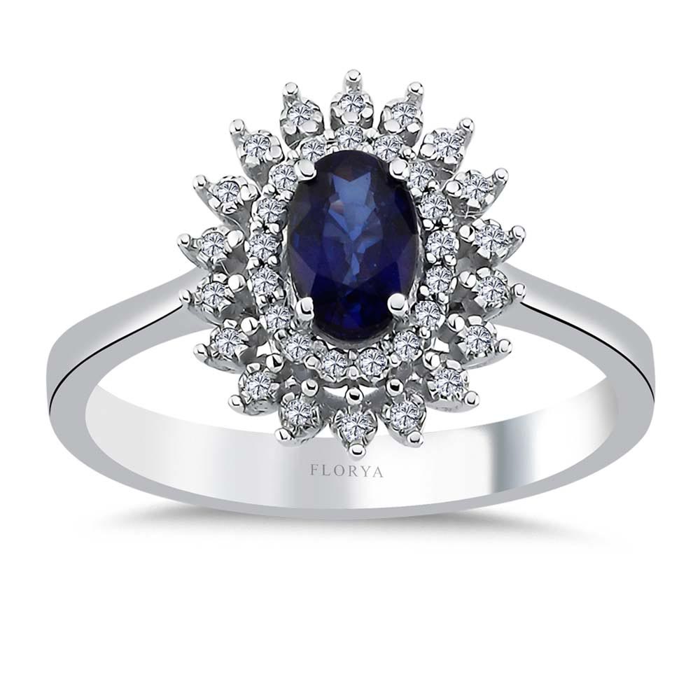 1,07 Karat Laboratuvar Pırlanta Oval Royale Safir Yüzük