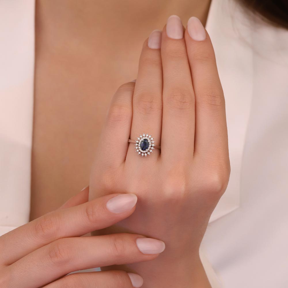 1,07 Karat Laboratuvar Pırlanta Oval Royale Safir Yüzük